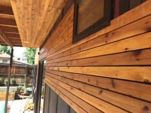 1/8th inch spacing between cedar planks.